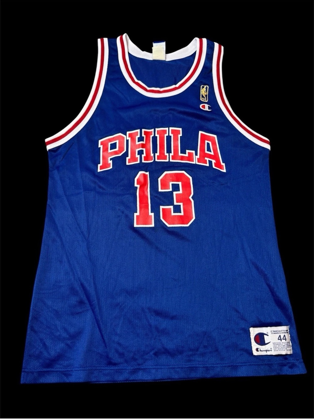 Vintage Made USA Champion Wilt Chamberlain 76ers Philadelphia Basketball Jersey